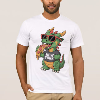 ニューヨークドラゴンTシャツサングラスクールWiThピザ Tシャツ
