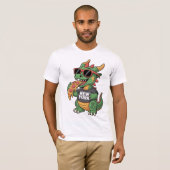 ニューヨークドラゴンTシャツサングラスクールWiThピザ Tシャツ (正面フル)