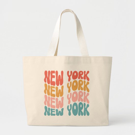 ニューヨークニューヨークレトロスタイルトートバッグ ラージトートバッグ (正面)