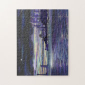 ニューヨークハドソンリバーマンハッタンパープルサンセットアート ジグソーパズル (縦)