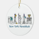 ニューヨークハヌカーNYCランドマークスユダヤの休日 セラミックオーナメント (左)