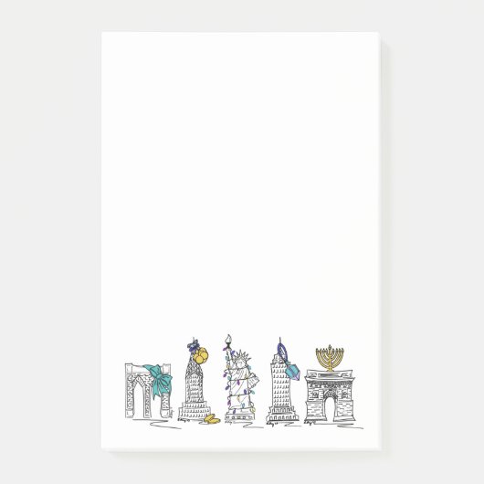 ニューヨークハヌッカハピーハヌカー（ユダヤ教の祭り）NYCホリデイ ポストイット (正面)