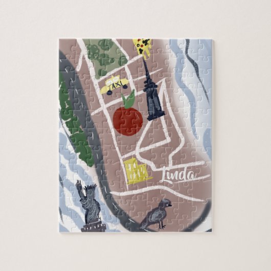 ニューヨークハンドドローアートドキッズシティ ジグソーパズル (縦)