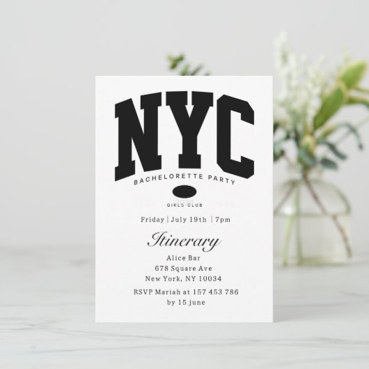 ニューヨークバチェロレッテの白黒の旅程 招待状 (スタンド正面)