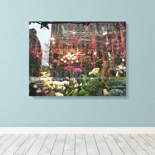 ニューヨークバレンタインデーフローラショップウィンドウハート キャンバスプリント (インサイチュ (ウッドフロア))