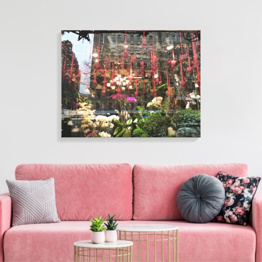 ニューヨークバレンタインデーフローラショップウィンドウハート キャンバスプリント (インサイチュ (リビング))