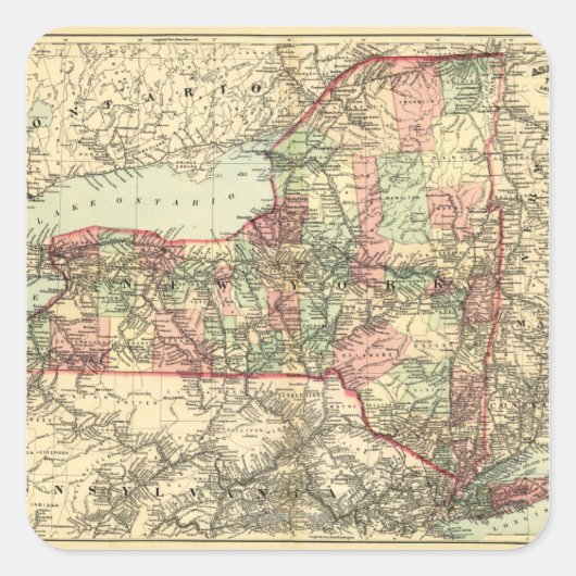 ニューヨークパノラママップニューヨーク スクエアシール (正面)