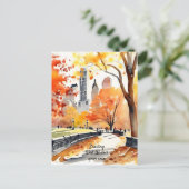 ニューヨークパーク秋の水の色の良い願い ポストカード (スタンド正面)