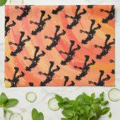 ニューヨークブギーナイツギターオレンジ キッチンタオル (折り畳み)