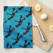 ニューヨークブギーナイツギターブルー キッチンタオル (四つ折り)