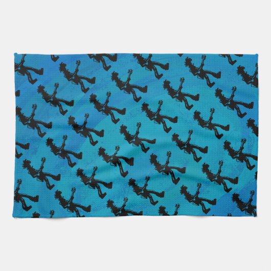 ニューヨークブギーナイツギターブルー キッチンタオル (横)