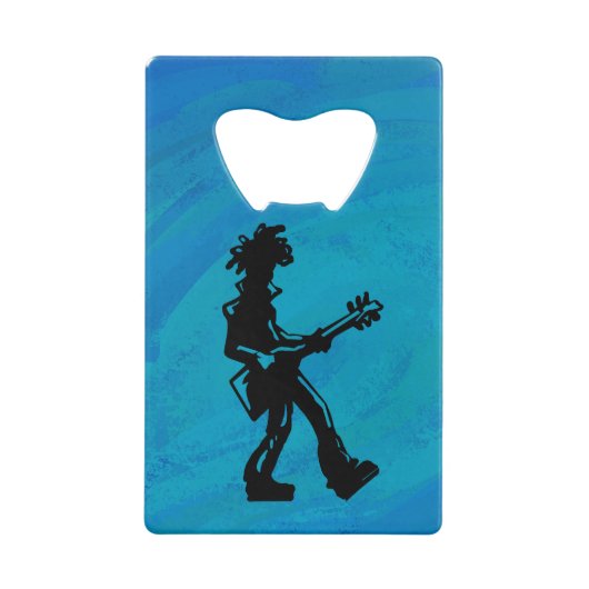 ニューヨークブギーナイツギターブルー クレジットカード栓抜き (正面)