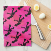 ニューヨークブギーナイツギターホットピンク キッチンタオル (四つ折り)