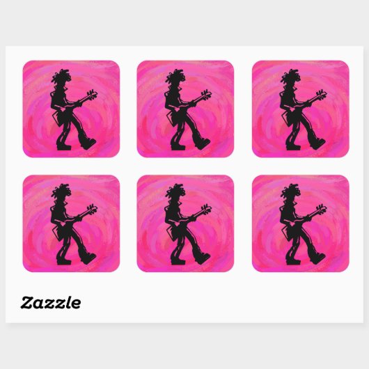 ニューヨークブギーナイツギターホットピンク スクエアシール (シート)