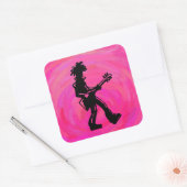 ニューヨークブギーナイツギターホットピンク スクエアシール (封筒)
