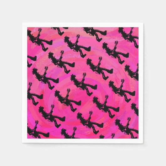 ニューヨークブギーナイツギターホットピンク スタンダードカクテルナプキン (正面)