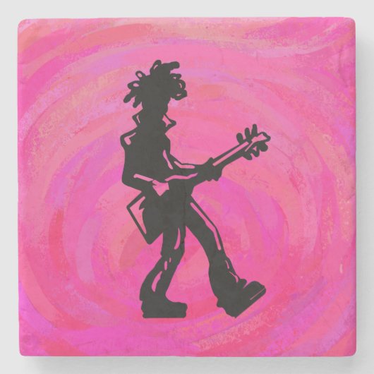ニューヨークブギーナイツギターホットピンク ストーンコースター (正面)