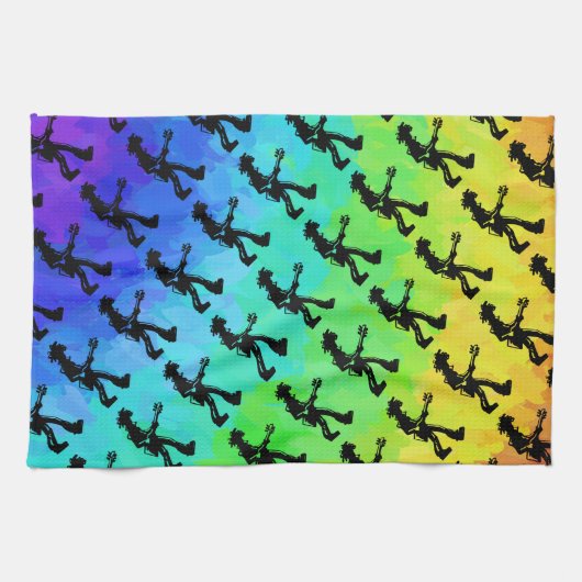 ニューヨークブギーナイツギターレインボー キッチンタオル (横)