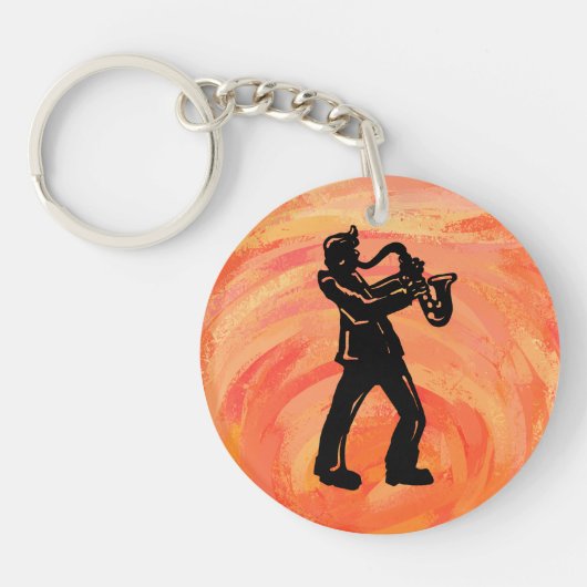 ニューヨークブギーナイツサクソフォンオレンジ キーホルダー (正面)