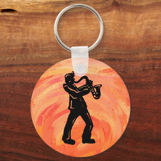 ニューヨークブギーナイツサクソフォンオレンジ キーホルダー (正面)