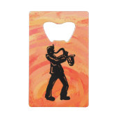 ニューヨークブギーナイツサクソフォンオレンジ クレジットカード栓抜き (正面)