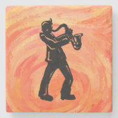 ニューヨークブギーナイツサクソフォンオレンジ ストーンコースター (正面)