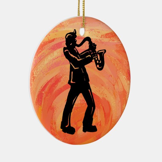 ニューヨークブギーナイツサクソフォンオレンジ セラミックオーナメント (右)