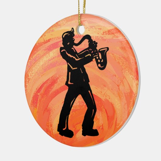 ニューヨークブギーナイツサクソフォンオレンジ セラミックオーナメント (左)