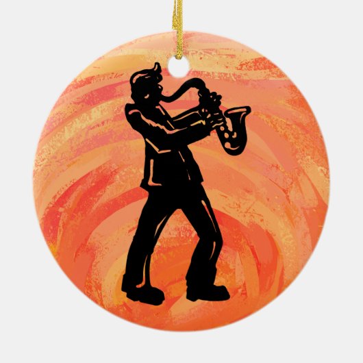 ニューヨークブギーナイツサクソフォンオレンジ セラミックオーナメント (裏面)