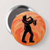 ニューヨークブギーナイツサクソフォンオレンジ 缶バッジ (正面&裏面)