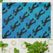 ニューヨークブギーナイツサクソフォンブルー キッチンタオル (折り畳み)