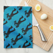 ニューヨークブギーナイツサクソフォンブルー キッチンタオル (四つ折り)
