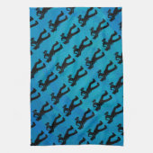 ニューヨークブギーナイツサクソフォンブルー キッチンタオル (縦)