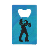 ニューヨークブギーナイツサクソフォンブルー クレジットカード栓抜き (正面)