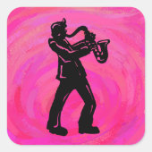 ニューヨークブギーナイツサクソフォンホットピンク スクエアシール (正面)