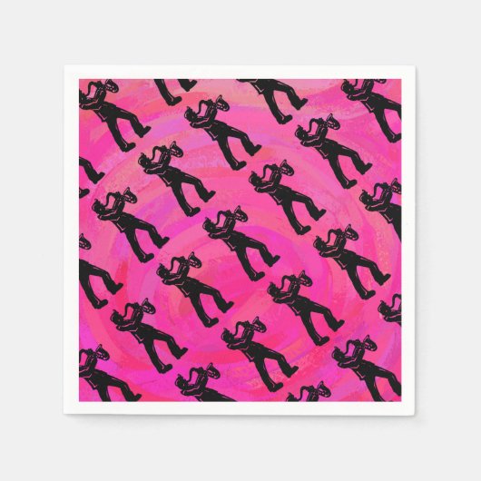 ニューヨークブギーナイツサクソフォンホットピンク スタンダードカクテルナプキン (正面)