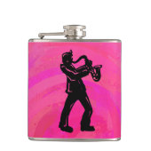 ニューヨークブギーナイツサクソフォンホットピンク フラスク (正面)