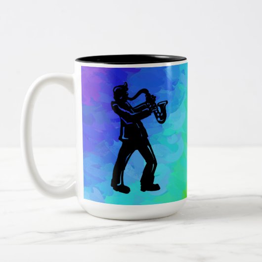 ニューヨークブギーナイツサクソフォンレインボー ツートーンマグカップ (左)