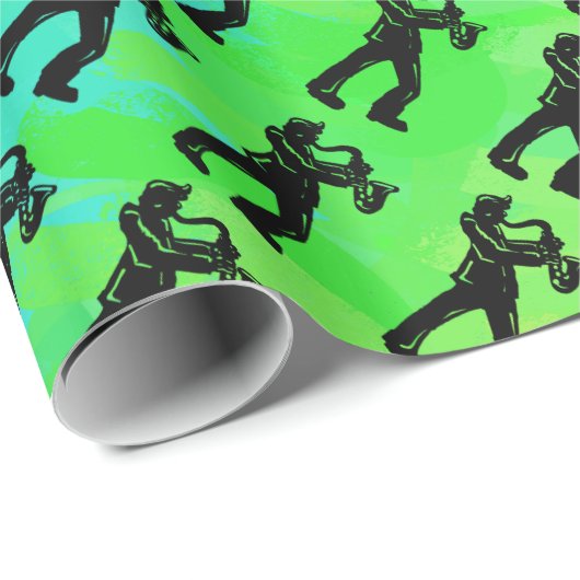 ニューヨークブギーナイツサクソフォンレインボー ラッピングペーパー (ロールコーナー)