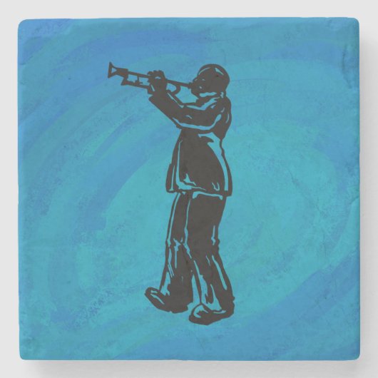 ニューヨークブギーナイツトランペットブルー ストーンコースター (正面)