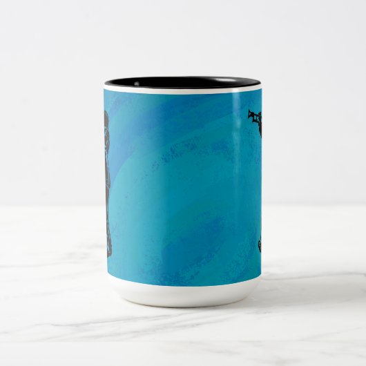 ニューヨークブギーナイツトランペットブルー ツートーンマグカップ (中央)