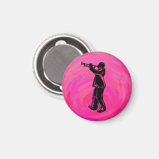 ニューヨークブギーナイツトランペットホットピンク マグネット (正面/裏面)