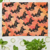 ニューヨークブギーナイツドラムオレンジ キッチンタオル (折り畳み)