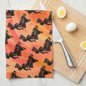 ニューヨークブギーナイツドラムオレンジ キッチンタオル (四つ折り)