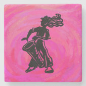 ニューヨークブギーナイツドラムホットピンク ストーンコースター (正面)