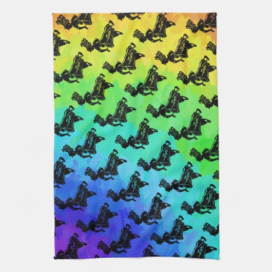 ニューヨークブギーナイツドラムレインボー キッチンタオル (縦)