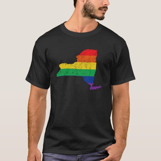 ニューヨークプライドレインボーフラッグゲイレズビアンLGBT S Tシャツ (正面)