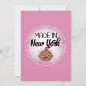 ニューヨークベビーシャワーアフリカンアメリカンピンクベビー 招待状 (裏面)