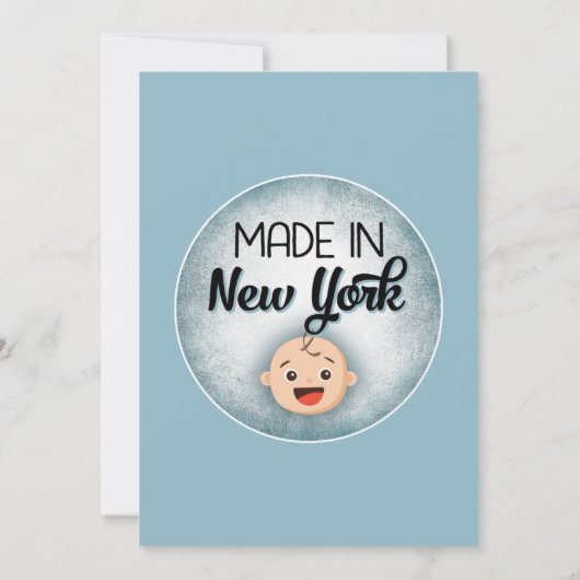 ニューヨークベビーシャワーブルーおもしろいボーイズ招待状 招待状 (裏面)