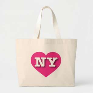 ニューヨークホットピンクハート- I love NY ラージトートバッグ